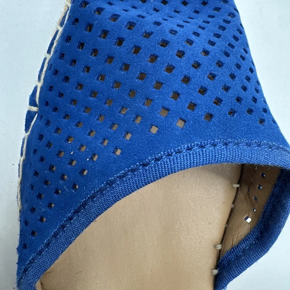 Franco Sarto Mirage 2 blue suede leather espadrille wedges Size 8.5 New
